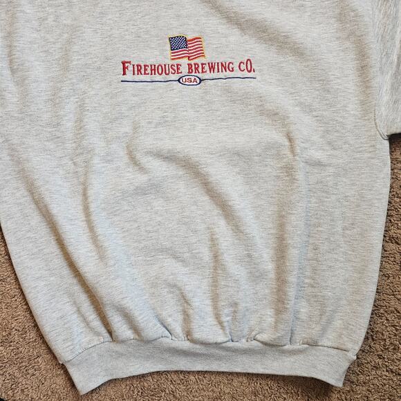 Vintage Firehouse Brewing Company Sweater Size XL Gray 90s Pullover Heavyweight - Picture 4 of 12